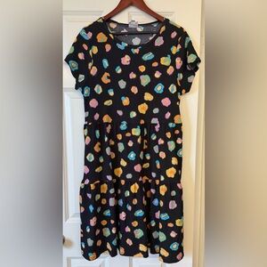LuLaRoe Ariel Black Dress with Multicolor Leopard Spots